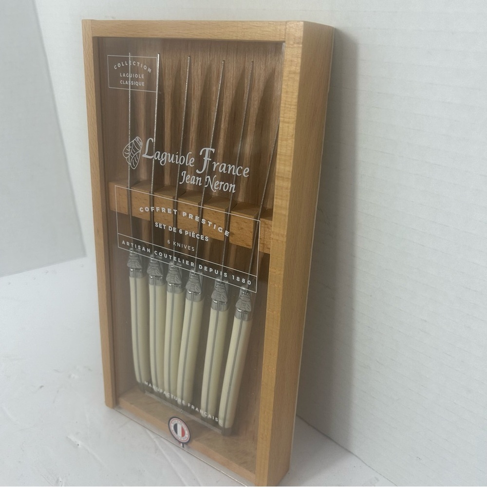 NEW Laguiole France Jean Nero Steak Knife Set 6 Resin Handle  Color 9” Chef - Picture 2 of 5